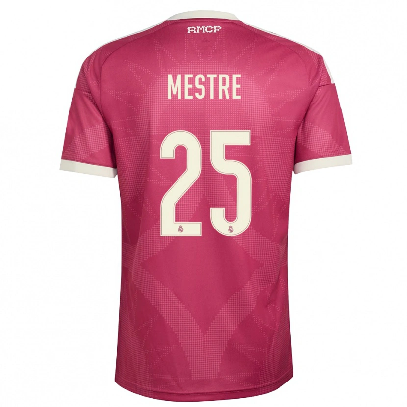Danxen Hombre Camiseta Sergio Mestre #25 Rojo Violeta Pálido Blanco Equipación Tercera 2026/27 La Camisa