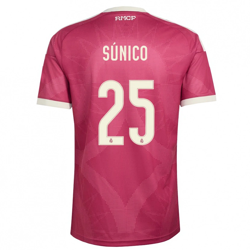 Danxen Hombre Camiseta Guille Súnico #25 Rojo Violeta Pálido Blanco Equipación Tercera 2026/27 La Camisa