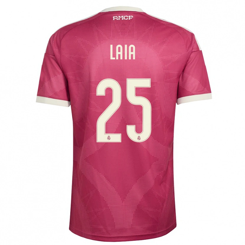 Danxen Hombre Camiseta Laia López De La Morena #25 Rojo Violeta Pálido Blanco Equipación Tercera 2026/27 La Camisa