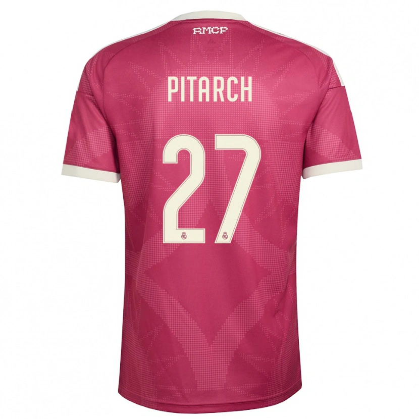 Danxen Hombre Camiseta Thiago Pitarch #27 Rojo Violeta Pálido Blanco Equipación Tercera 2026/27 La Camisa