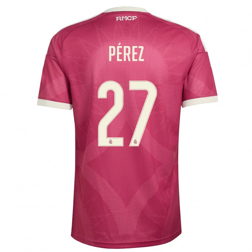 Danxen Hombre Camiseta Adrián Pérez #27 Rojo Violeta Pálido Blanco Equipación Tercera 2026/27 La Camisa