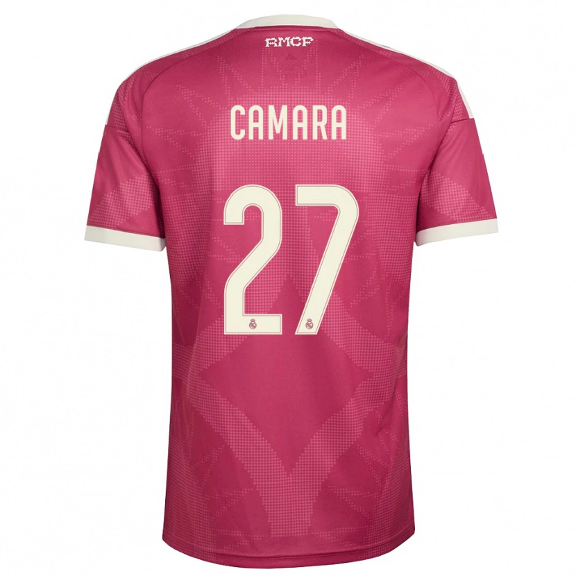 Danxen Hombre Camiseta Kalifa Camara #27 Rojo Violeta Pálido Blanco Equipación Tercera 2026/27 La Camisa