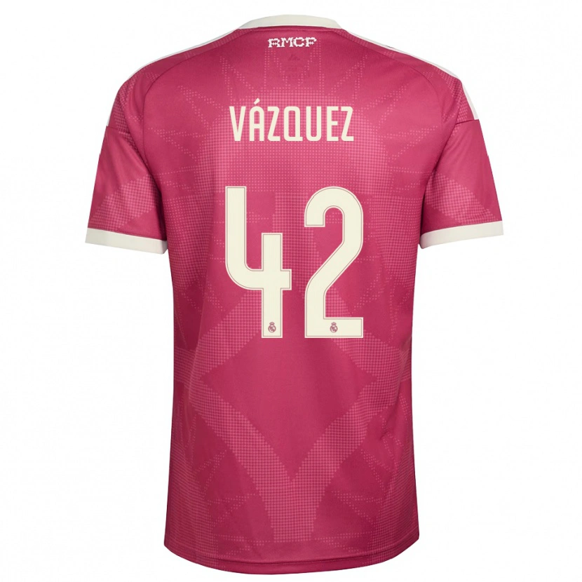 Danxen Hombre Camiseta Erik Vázquez #42 Rojo Violeta Pálido Blanco Equipación Tercera 2026/27 La Camisa