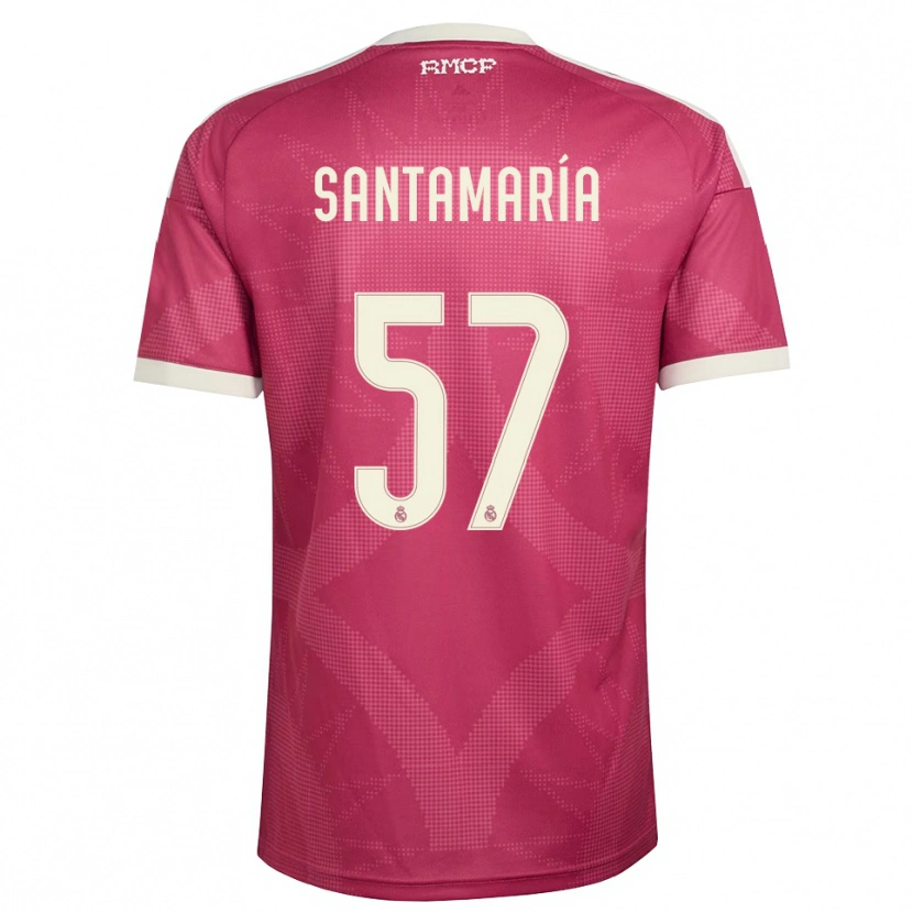 Danxen Hombre Camiseta Fran Santamaría #57 Rojo Violeta Pálido Blanco Equipación Tercera 2026/27 La Camisa