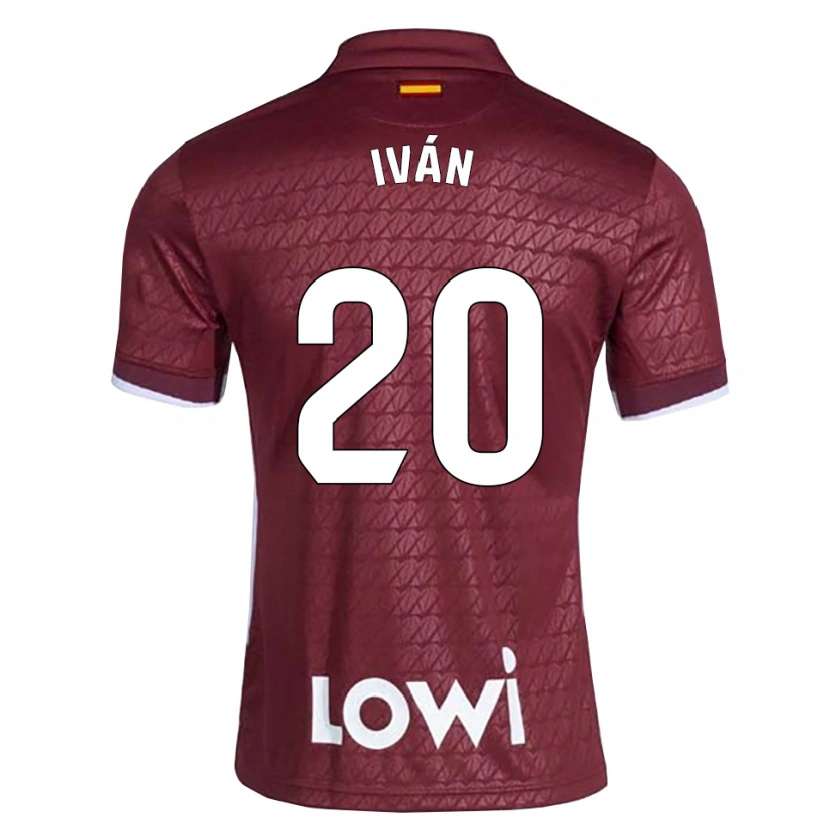 Danxen Hombre Camiseta Iván Azón #20 Rojo Oscuro Blanco 2ª Equipación 2026/27 La Camisa