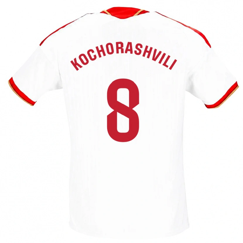 Danxen Mujer Camiseta Giorgi Kochorashvili #8 Blanco Rojo 1ª Equipación 2026/27 La Camisa