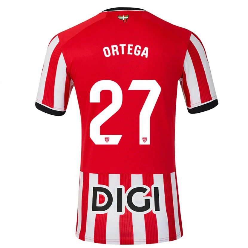 Danxen Mujer Camiseta Sara Ortega #27 Rojo Negro Blanco 1ª Equipación 2026/27 La Camisa