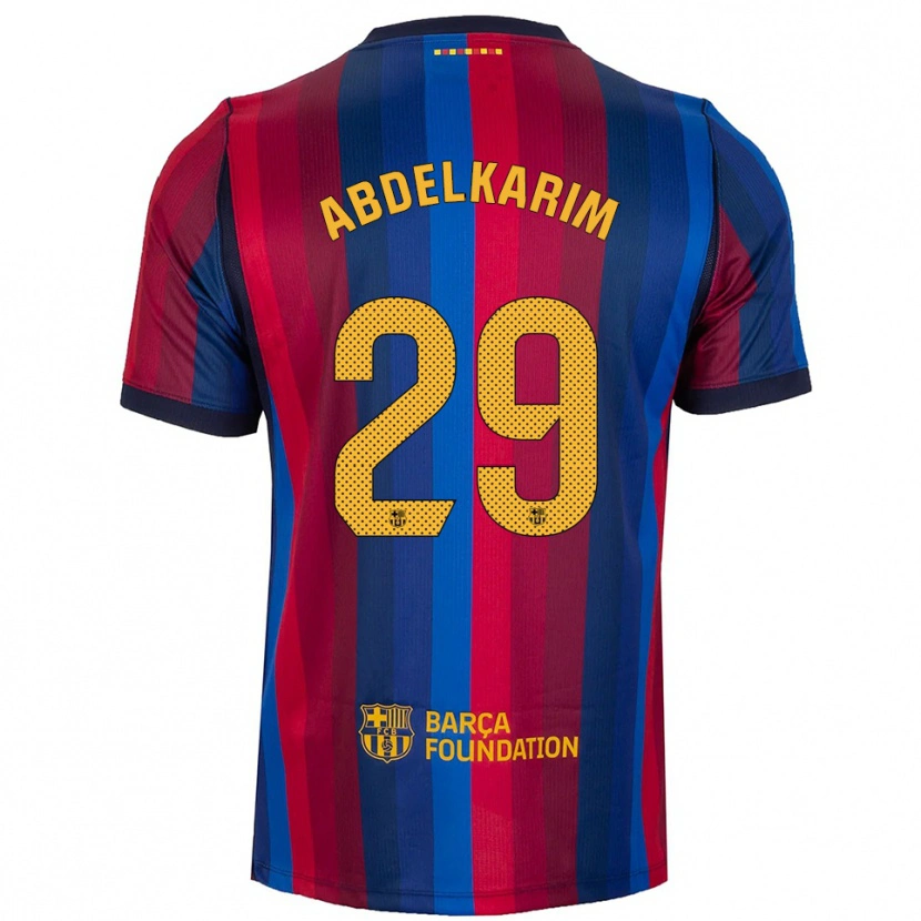 Danxen Mujer Camiseta Hamza Abdelkarim #29 Azul Real Rojo Amarillo 1ª Equipación 2026/27 La Camisa