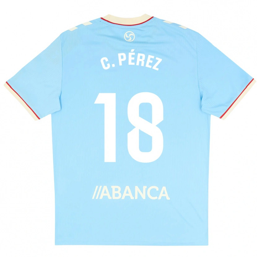 Danxen Mujer Camiseta Carles Pérez #18 Azul Cielo Blanco Rojo 1ª Equipación 2026/27 La Camisa