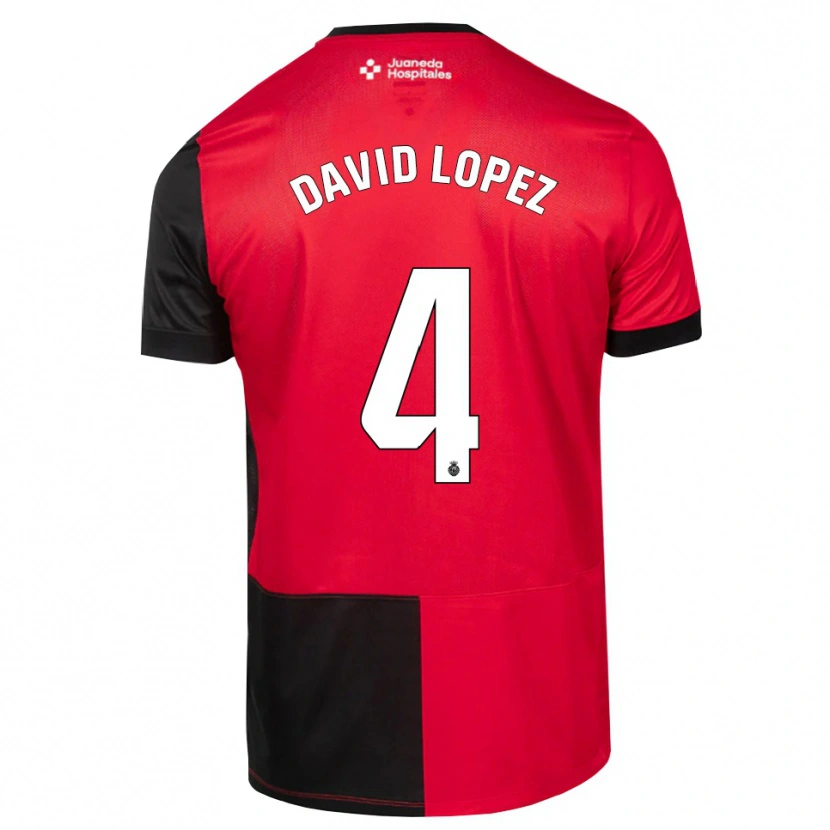 Danxen Mujer Camiseta David López #4 Negro Rojo Blanco 1ª Equipación 2026/27 La Camisa