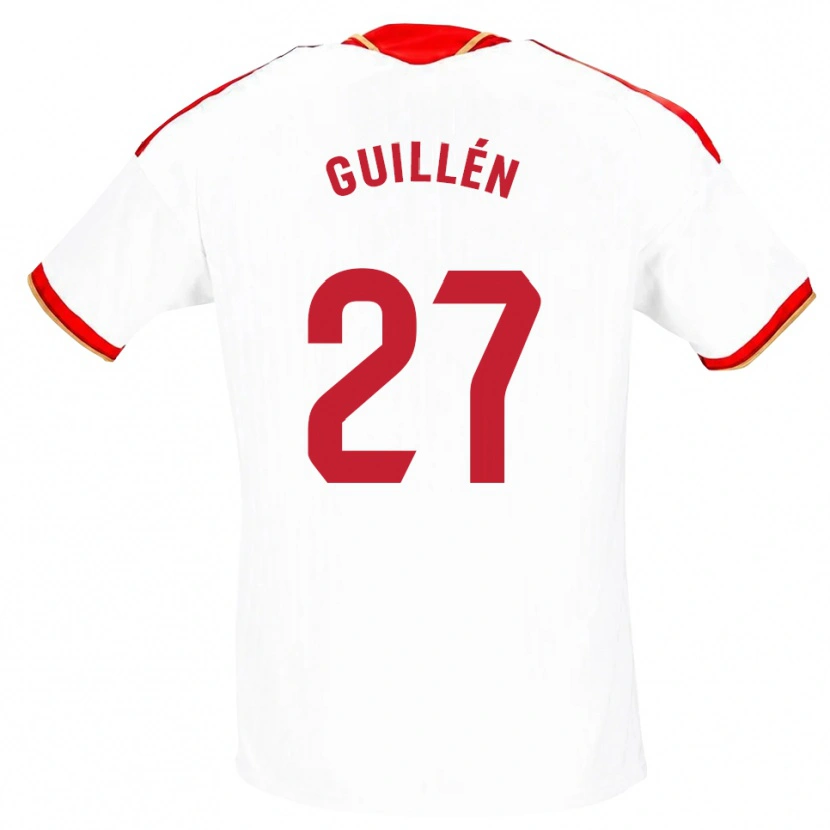 Danxen Mujer Camiseta Nico Guillén #27 Blanco Rojo 1ª Equipación 2026/27 La Camisa