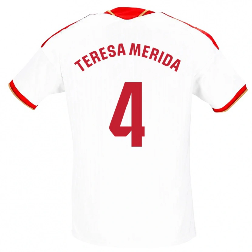 Danxen Mujer Camiseta Teresa Merida #4 Blanco Rojo 1ª Equipación 2026/27 La Camisa