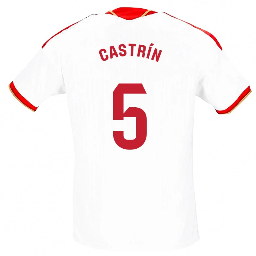 Danxen Mujer Camiseta Andrés Castrín #5 Blanco Rojo 1ª Equipación 2026/27 La Camisa
