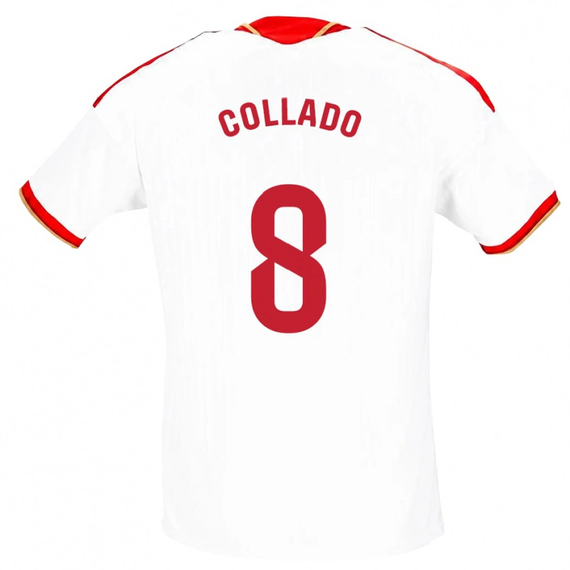 Danxen Mujer Camiseta Alberto Collado #8 Blanco Rojo 1ª Equipación 2026/27 La Camisa