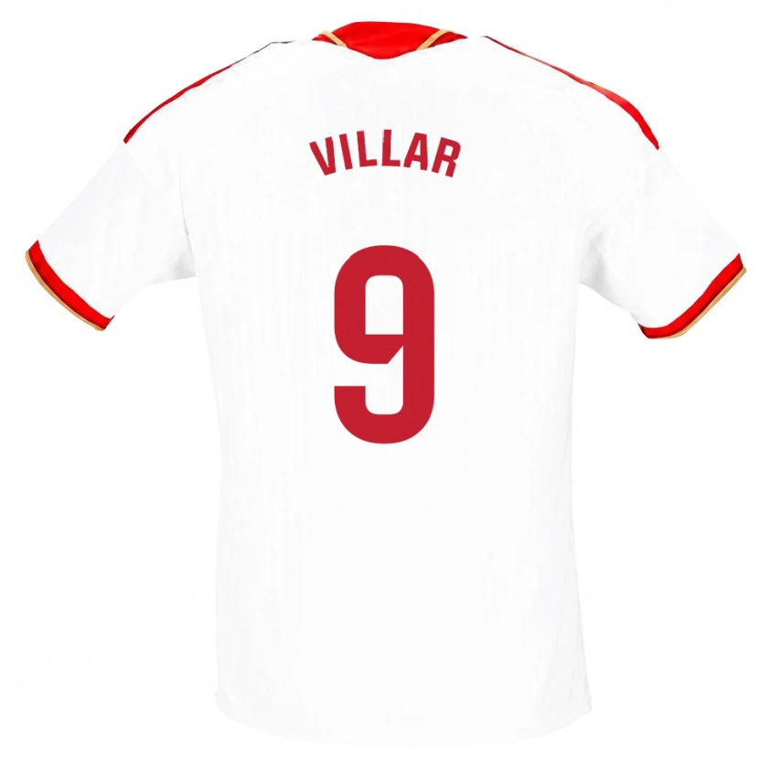 Danxen Mujer Camiseta Iker Villar #9 Blanco Rojo 1ª Equipación 2026/27 La Camisa