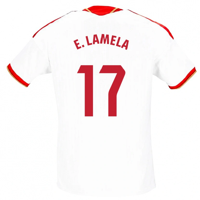 Danxen Mujer Camiseta Erik Lamela #17 Blanco Rojo 1ª Equipación 2026/27 La Camisa