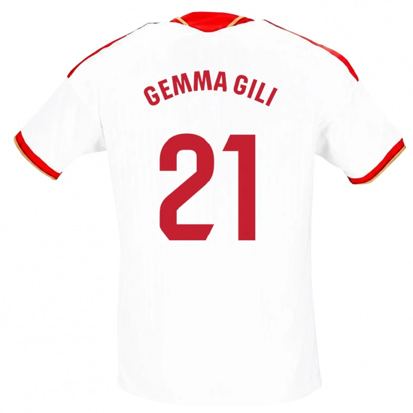 Danxen Mujer Camiseta Gemma Gili Giner #21 Blanco Rojo 1ª Equipación 2026/27 La Camisa
