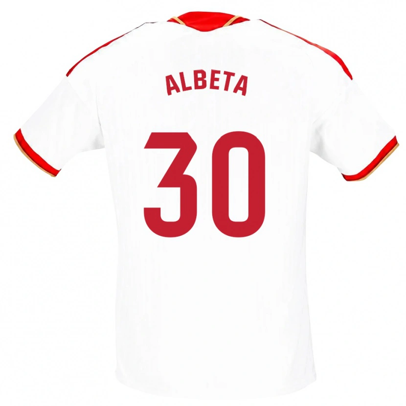 Danxen Mujer Camiseta Alba María López Montiel #30 Blanco Rojo 1ª Equipación 2026/27 La Camisa