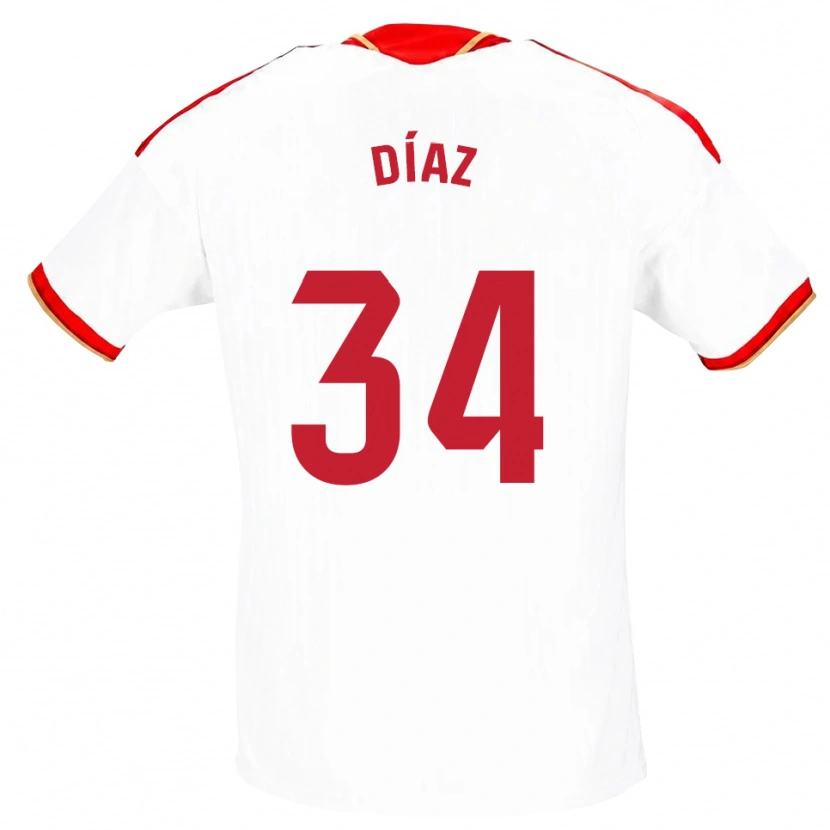 Danxen Mujer Camiseta Mario Díaz #34 Blanco Rojo 1ª Equipación 2026/27 La Camisa