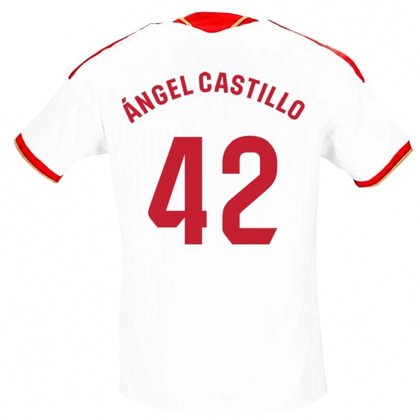 Danxen Mujer Camiseta Manuel Ángel Castillo #42 Blanco Rojo 1ª Equipación 2026/27 La Camisa