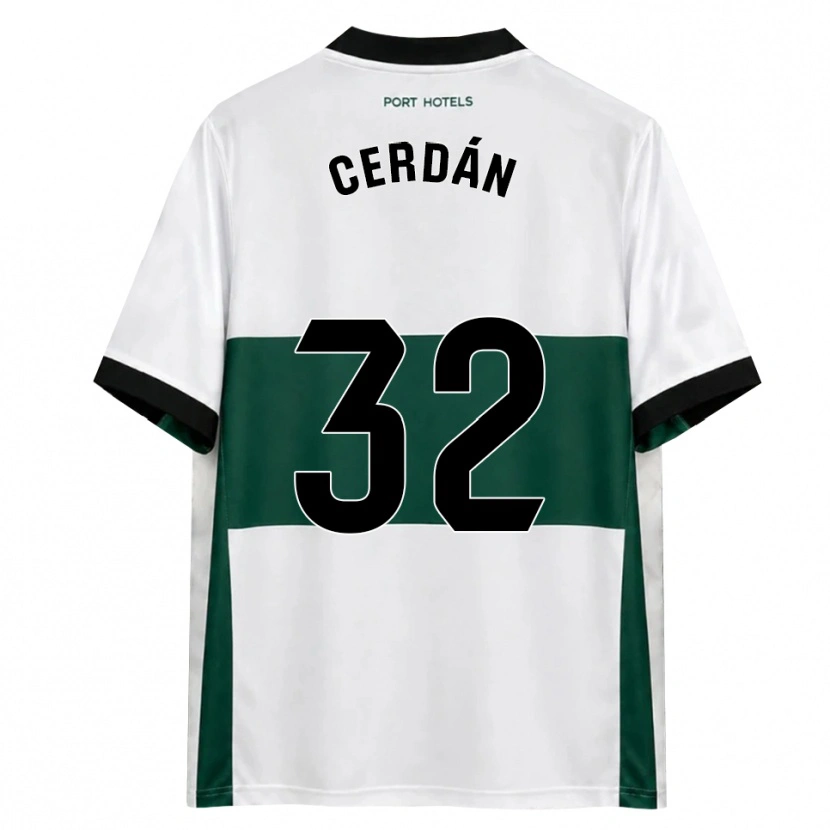 Danxen Mujer Camiseta Pablo Cerdán #32 Verde Blanco Rojo 1ª Equipación 2026/27 La Camisa