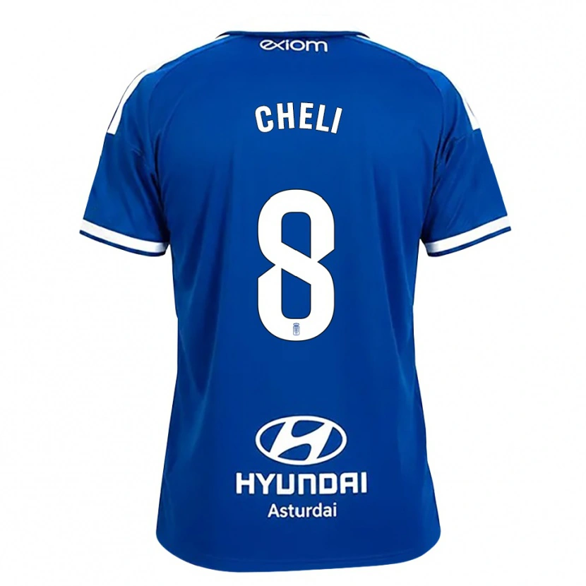 Danxen Mujer Camiseta Cheli Pereda #8 Azul Mediano Blanco 1ª Equipación 2026/27 La Camisa