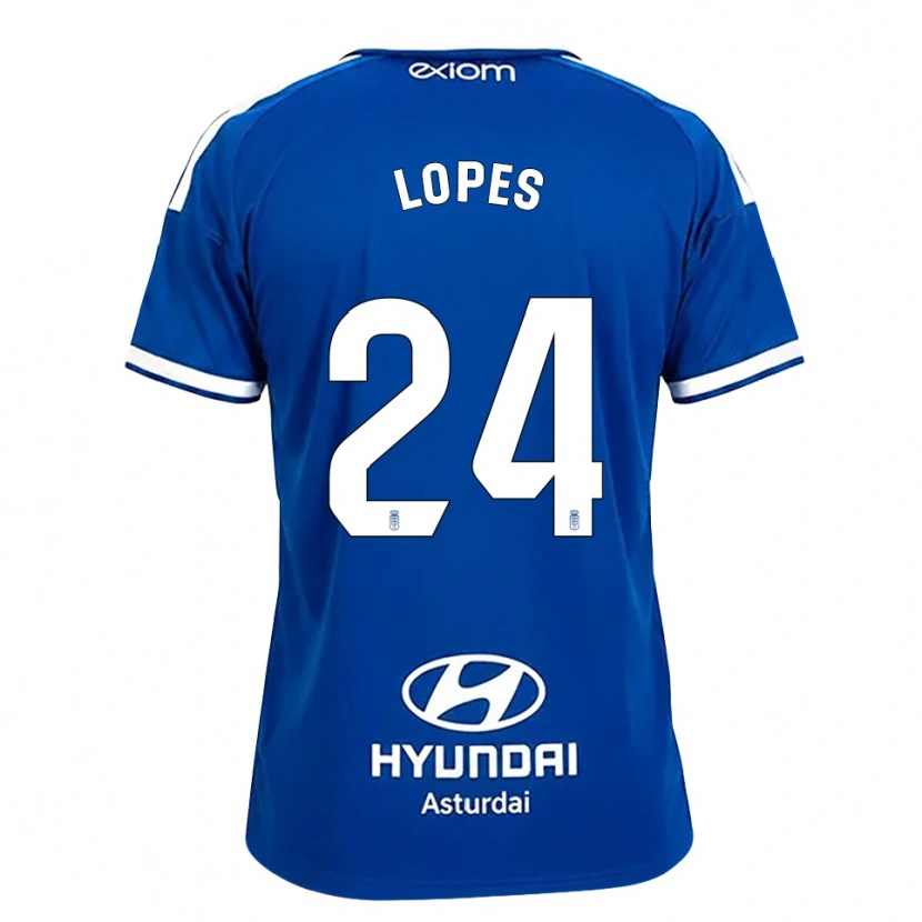 Danxen Mujer Camiseta Marcos Lopes #24 Azul Mediano Blanco 1ª Equipación 2026/27 La Camisa