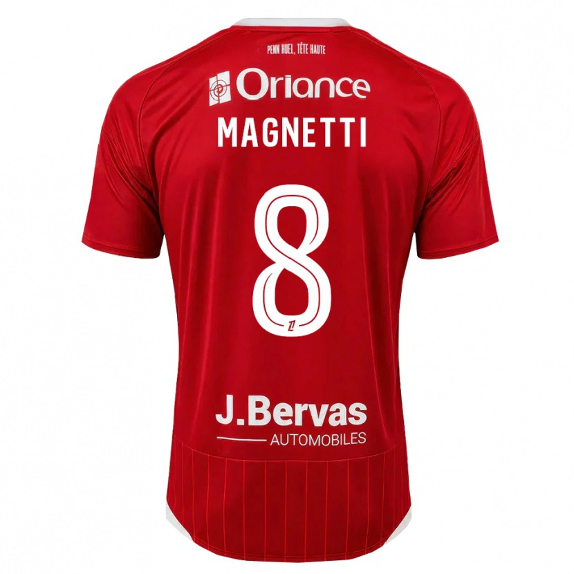 Danxen Mujer Camiseta Hugo Magnetti #8 Blanco Rojo 1ª Equipación 2026/27 La Camisa