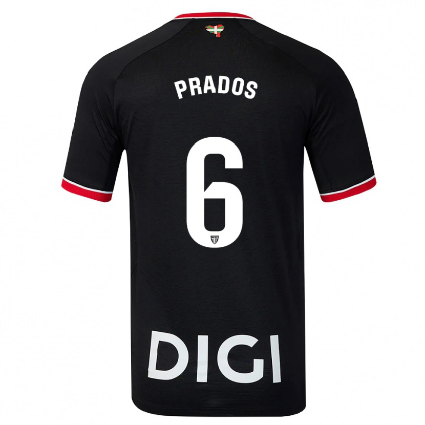Danxen Mujer Camiseta Beñat Prados #6 Negro Blanco Rojo 2ª Equipación 2026/27 La Camisa