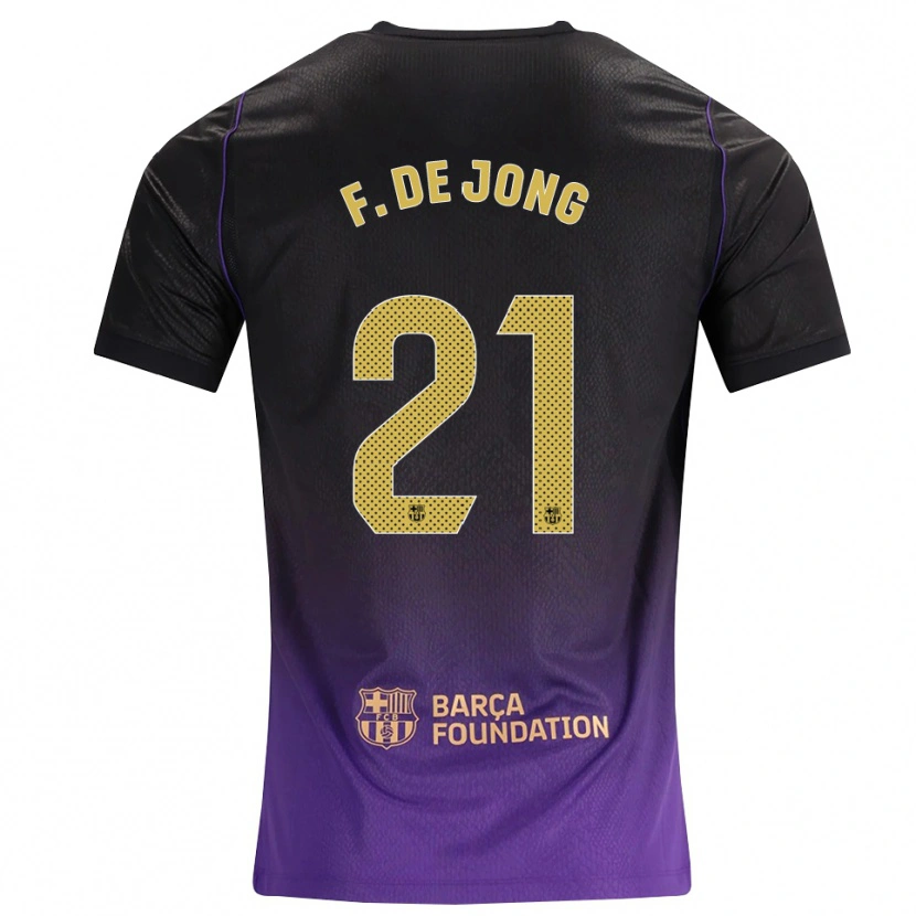 Danxen Mujer Camiseta Frenkie De Jong #21 Morado Amarillo Negro 2ª Equipación 2026/27 La Camisa