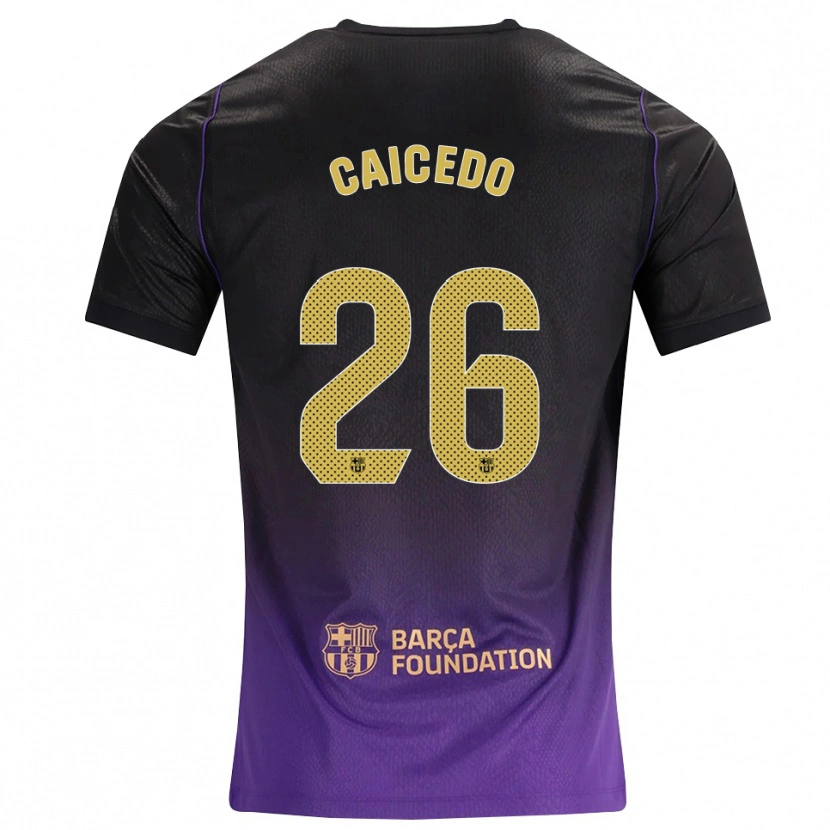 Danxen Mujer Camiseta Josué Caicedo #26 Morado Amarillo Negro 2ª Equipación 2026/27 La Camisa