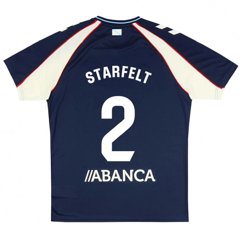 Danxen Mujer Camiseta Carl Starfelt #2 Azul Real Rojo Blanco 2ª Equipación 2026/27 La Camisa