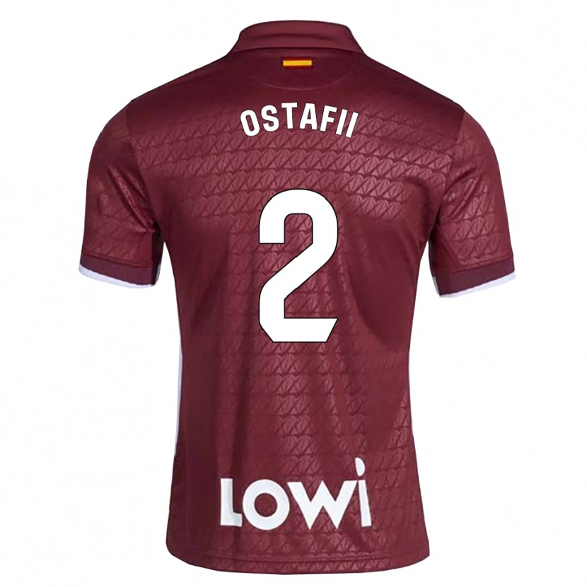 Danxen Mujer Camiseta David Ostafii #2 Rojo Oscuro Blanco 2ª Equipación 2026/27 La Camisa