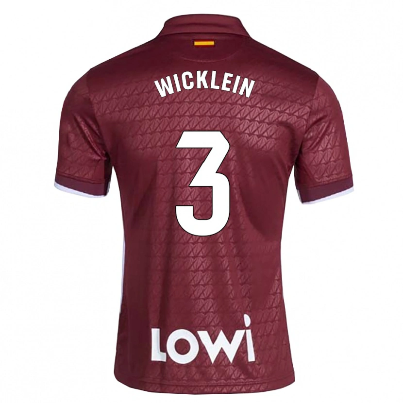 Danxen Mujer Camiseta Johann Wicklein #3 Rojo Oscuro Blanco 2ª Equipación 2026/27 La Camisa