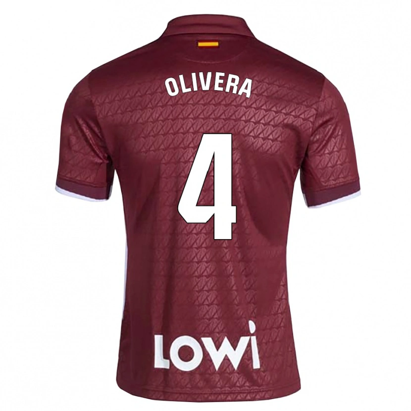 Danxen Mujer Camiseta Ian Olivera #4 Rojo Oscuro Blanco 2ª Equipación 2026/27 La Camisa