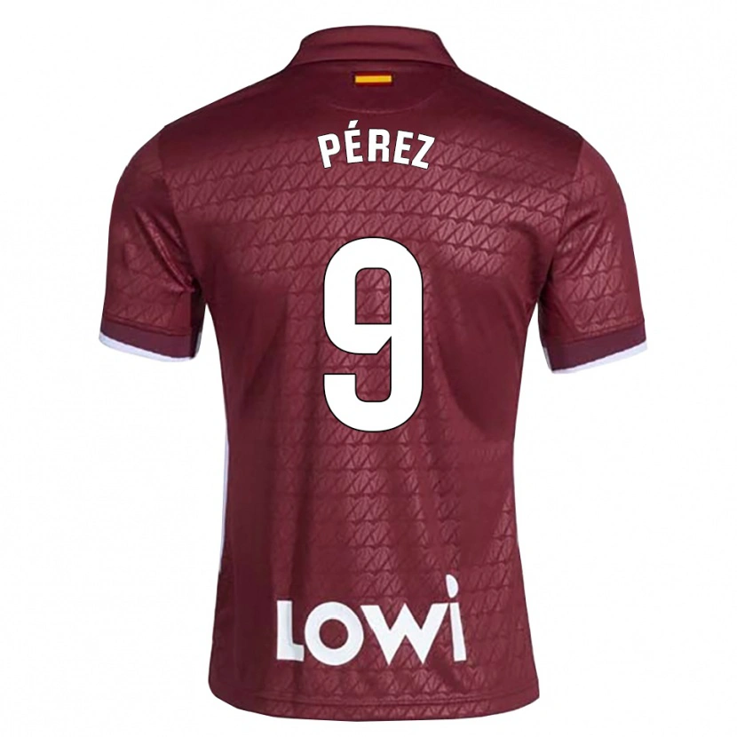 Danxen Mujer Camiseta Joselu Pérez #9 Rojo Oscuro Blanco 2ª Equipación 2026/27 La Camisa