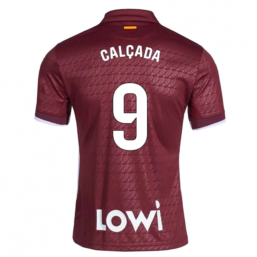 Danxen Mujer Camiseta Gonzalo Calçada #9 Rojo Oscuro Blanco 2ª Equipación 2026/27 La Camisa