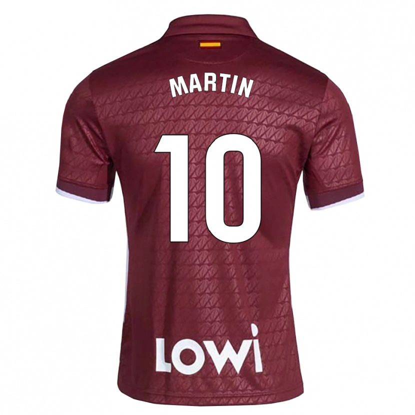 Danxen Mujer Camiseta Adrián Martín #10 Rojo Oscuro Blanco 2ª Equipación 2026/27 La Camisa