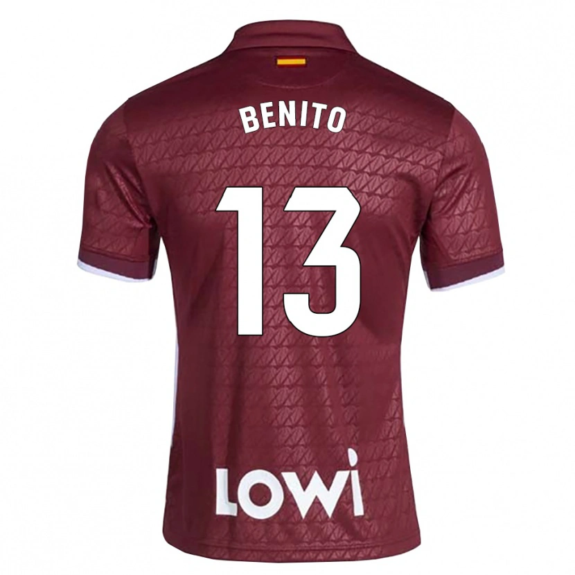 Danxen Mujer Camiseta Jorge Benito #13 Rojo Oscuro Blanco 2ª Equipación 2026/27 La Camisa