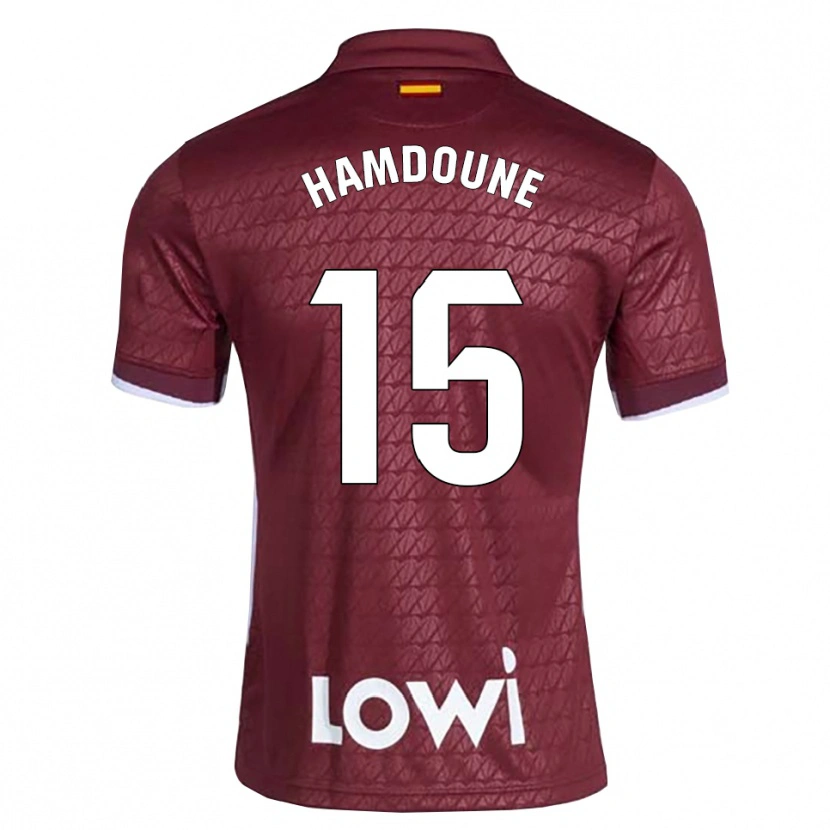 Danxen Mujer Camiseta Mohamed Hamdoune #15 Rojo Oscuro Blanco 2ª Equipación 2026/27 La Camisa