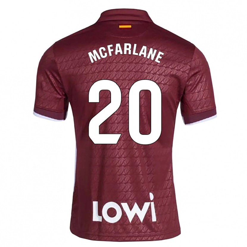 Danxen Mujer Camiseta Ayden Mcfarlane #20 Rojo Oscuro Blanco 2ª Equipación 2026/27 La Camisa
