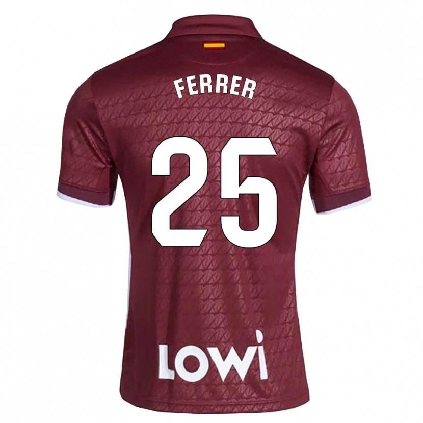 Danxen Mujer Camiseta Diego Ferrer #25 Rojo Oscuro Blanco 2ª Equipación 2026/27 La Camisa