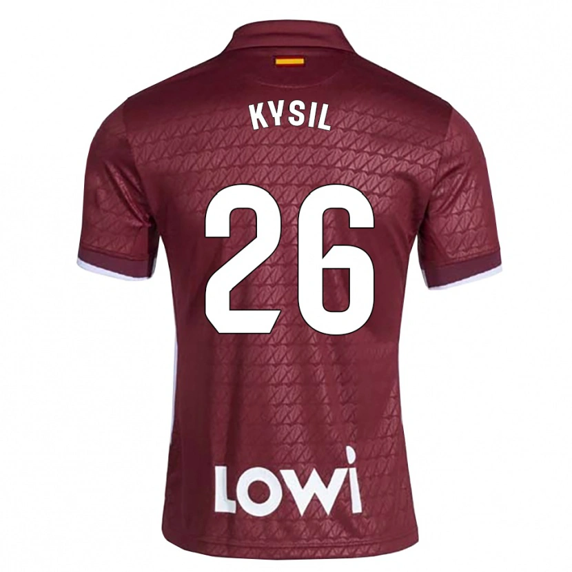 Danxen Mujer Camiseta Vladyslav Kysil #26 Rojo Oscuro Blanco 2ª Equipación 2026/27 La Camisa