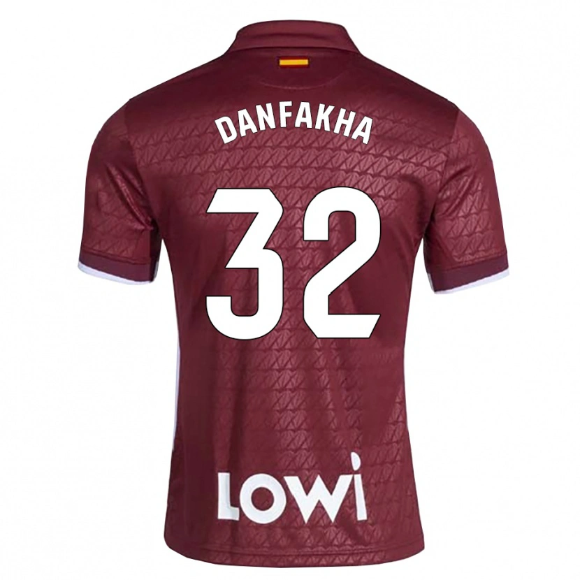 Danxen Mujer Camiseta Ibrahima Danfakha #32 Rojo Oscuro Blanco 2ª Equipación 2026/27 La Camisa