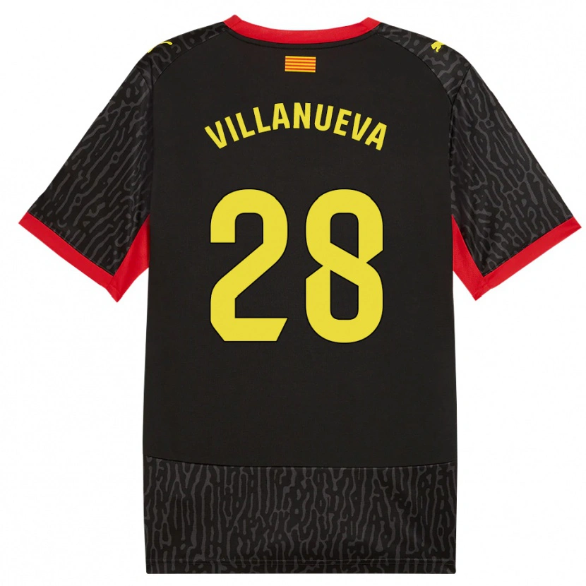 Danxen Mujer Camiseta Pablo Villanueva #28 Negro Amarillo Rojo 2ª Equipación 2026/27 La Camisa