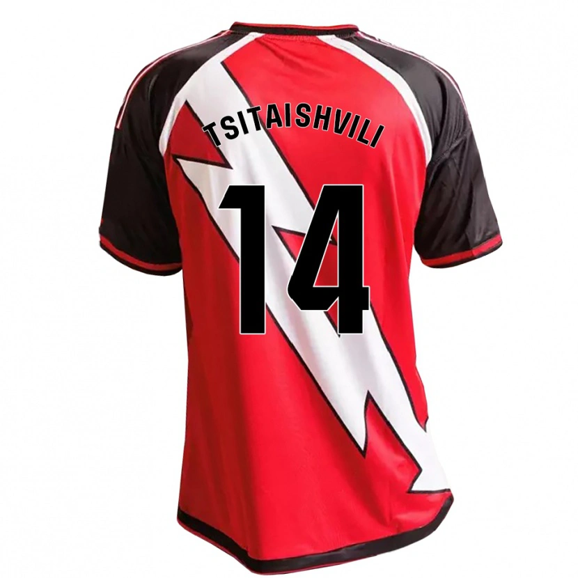 Danxen Mujer Camiseta Giorgi Tsitaishvili #14 Rojo Negro Blanco 2ª Equipación 2026/27 La Camisa
