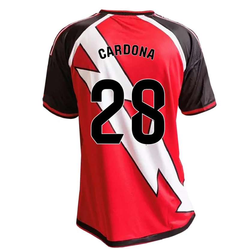 Danxen Mujer Camiseta Josep Cardona #28 Rojo Negro Blanco 2ª Equipación 2026/27 La Camisa