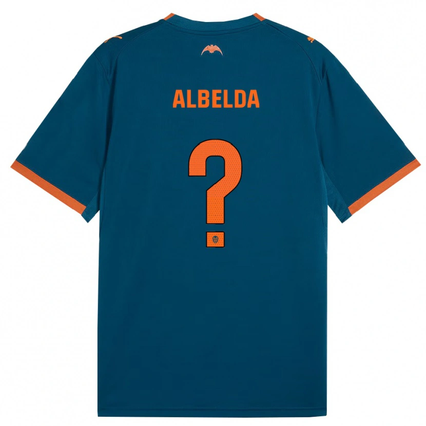Danxen Mujer Camiseta David Albelda #0 Azul Acero Naranja 2ª Equipación 2026/27 La Camisa