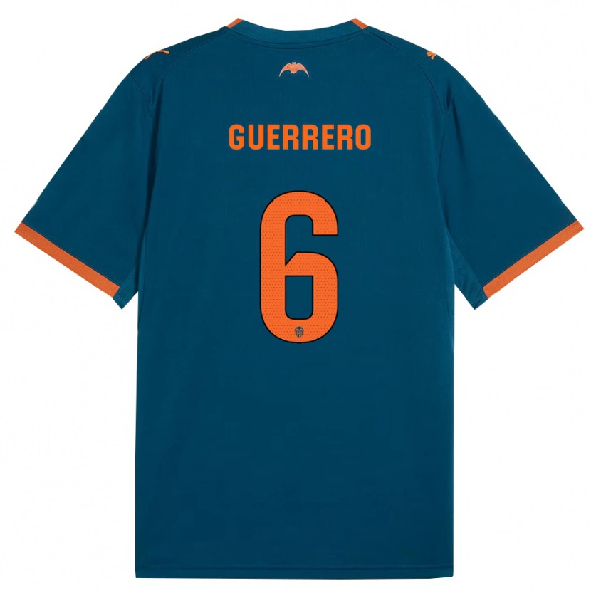 Danxen Mujer Camiseta Paula Guerrero #6 Azul Acero Naranja 2ª Equipación 2026/27 La Camisa