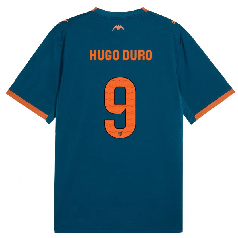 Danxen Mujer Camiseta Hugo Duro #9 Azul Acero Naranja 2ª Equipación 2026/27 La Camisa